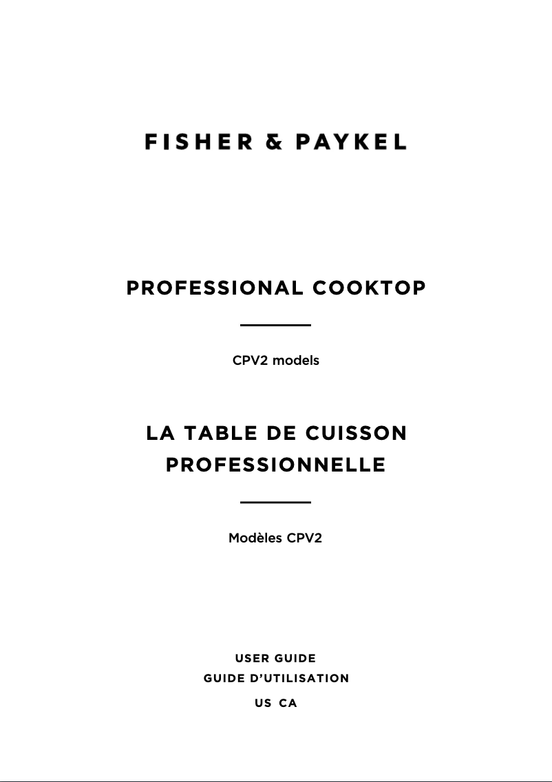 Page 1 de la notice Manuel utilisateur Fisher & Paykel CPV2-485GDL