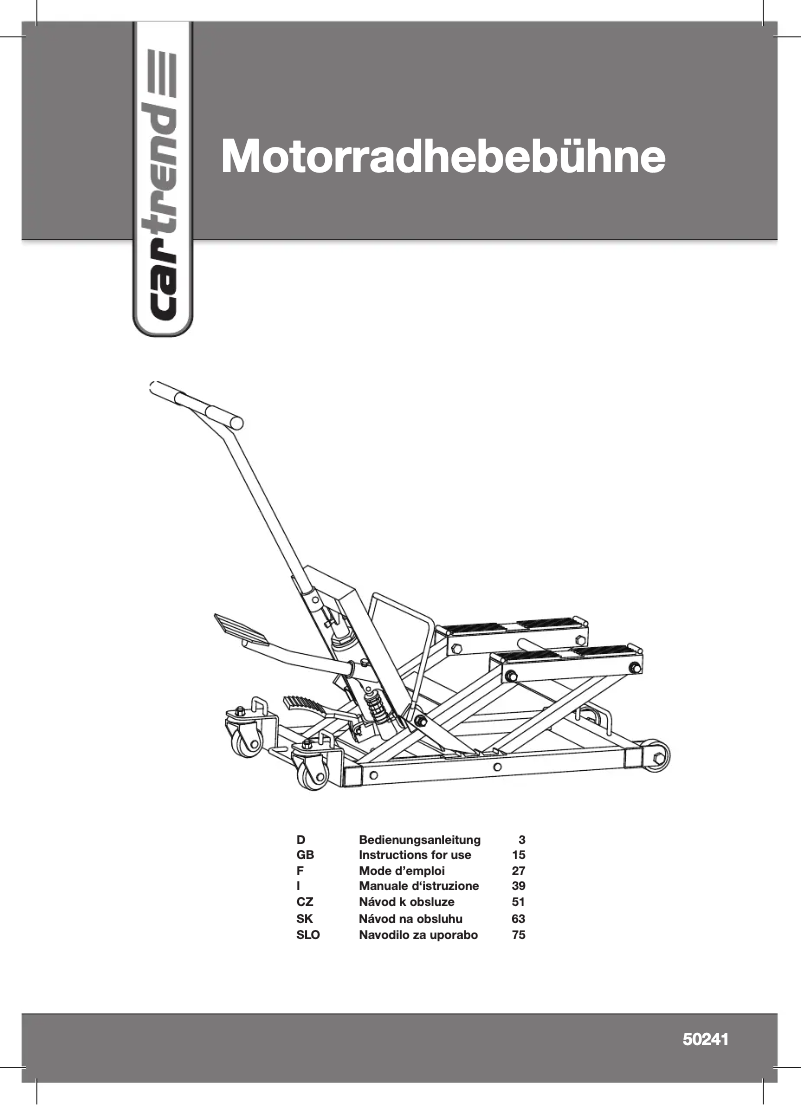 Page 1 de la notice Manuel utilisateur Cartrend 50241