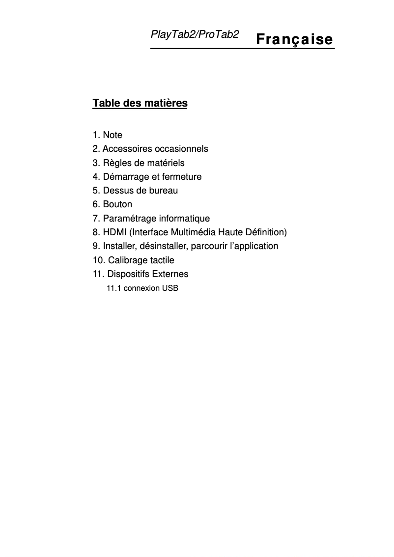 Image de la première page du manuel de l'appareil ProTab 2