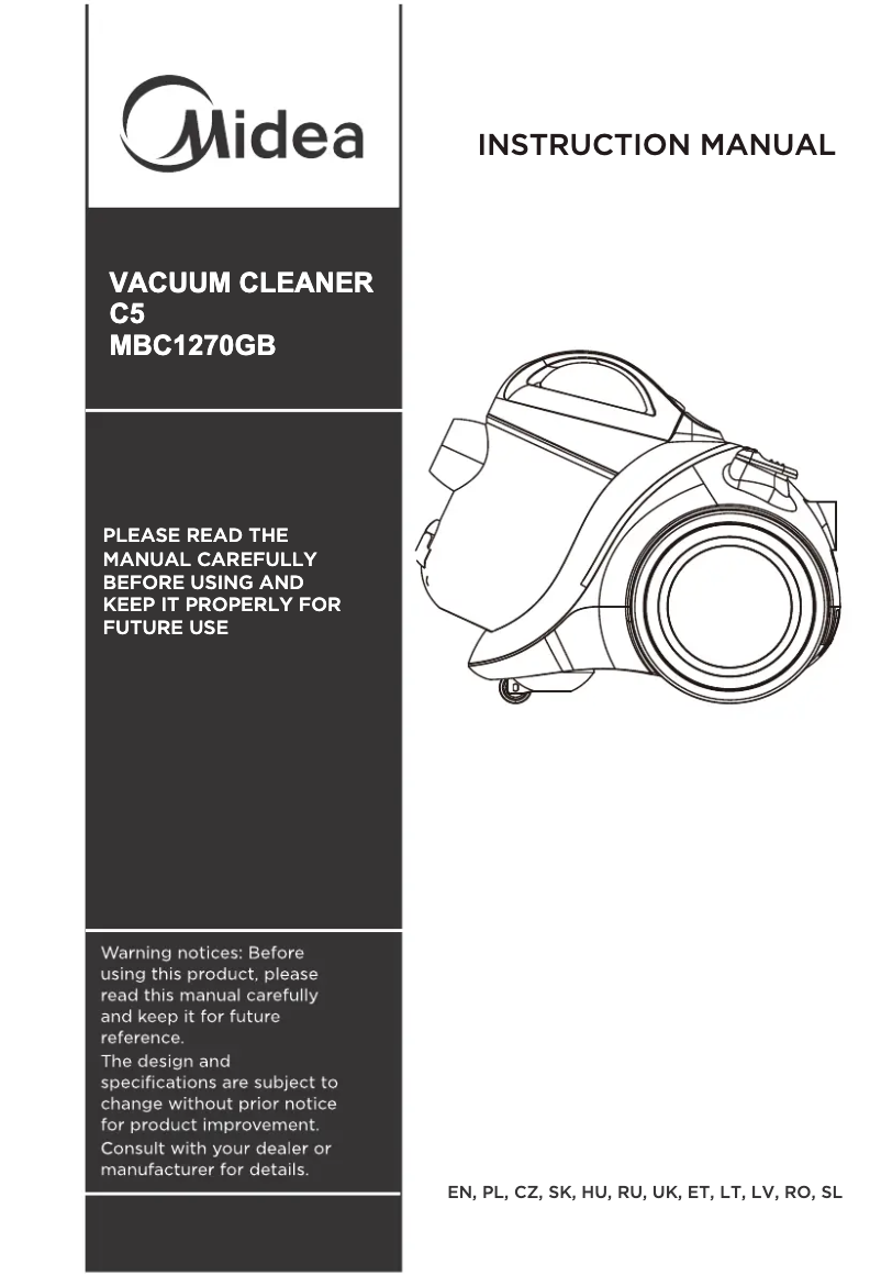 Page 1 de la notice Manuel utilisateur Midea MBC1270GB
