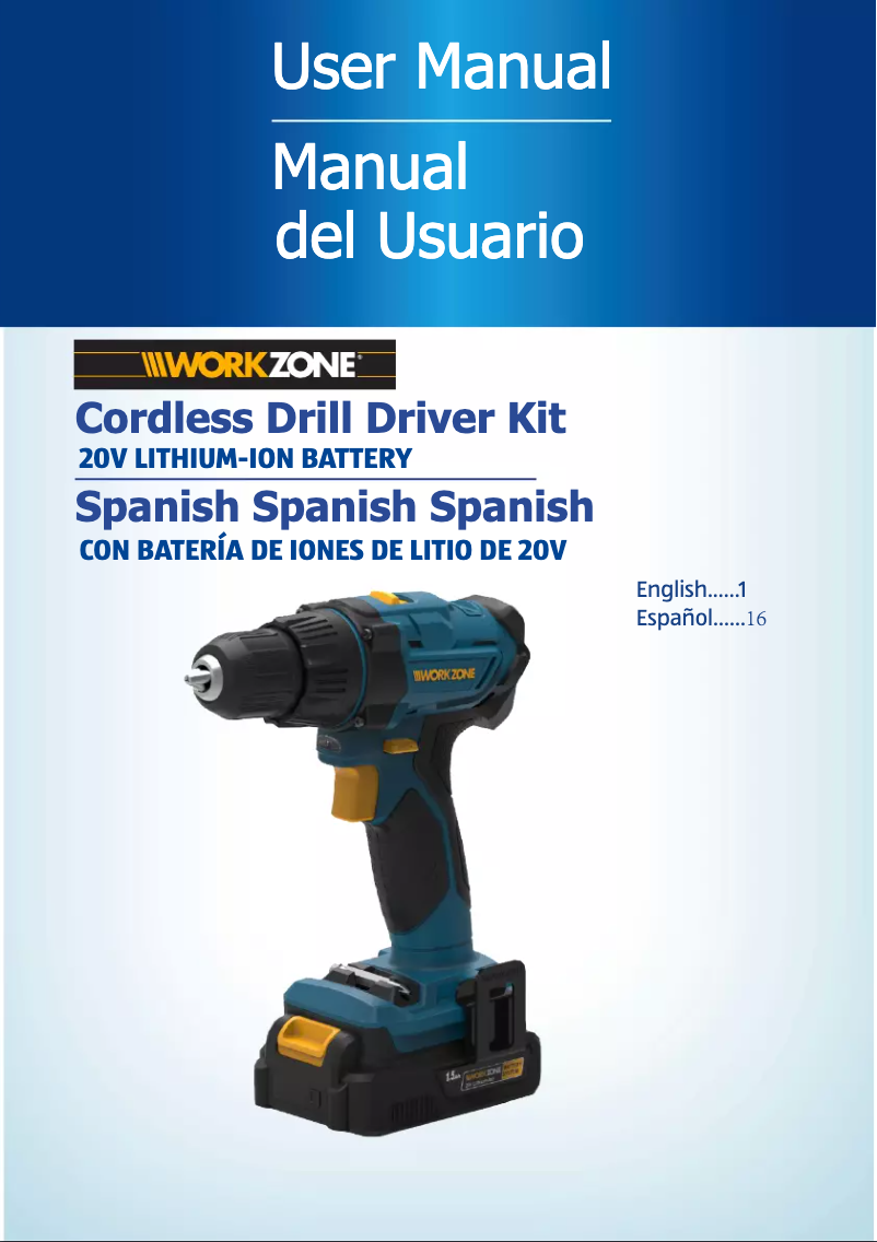 Image de la première page du manuel de l'appareil 20V Li-Ion Drill/Driver Kit PT160102K
