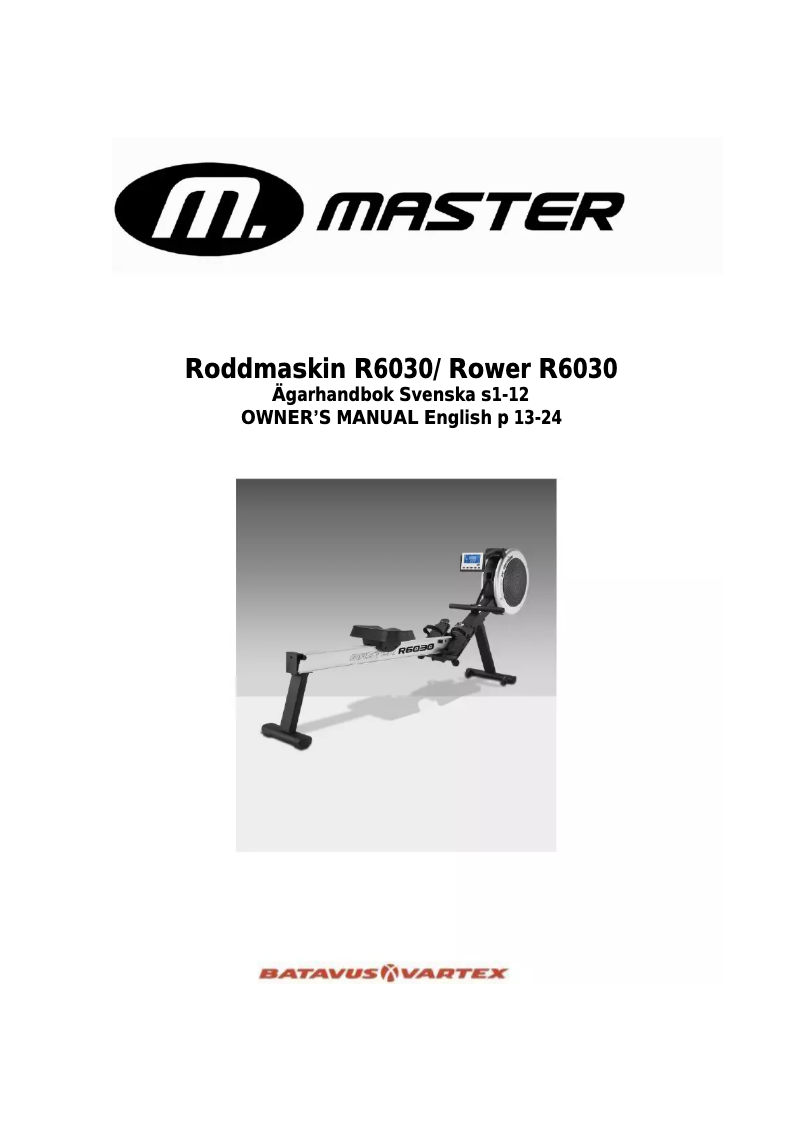 Page n°1 - Manuel utilisateur Master R6030