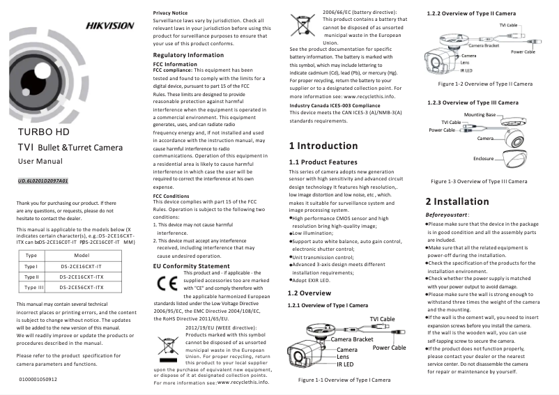 Image de la première page du manuel de l'appareil DS-2CE16C2T-IT5