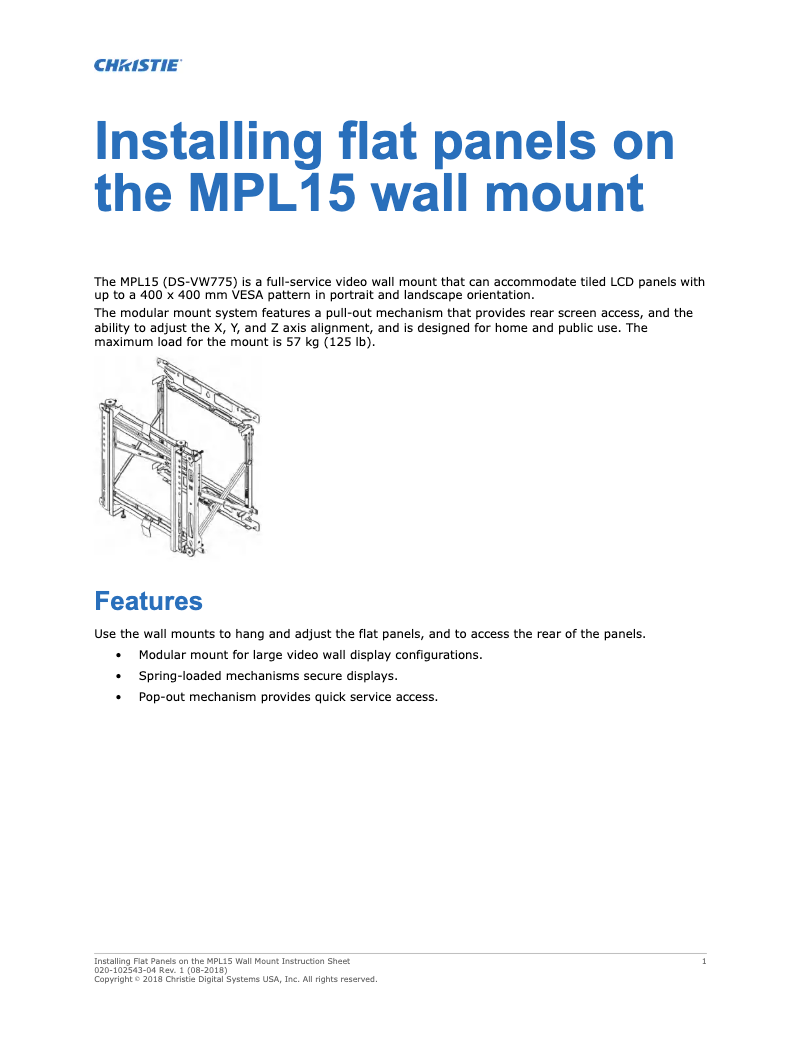 Page 1 de la notice Manuel utilisateur Christie MPL15