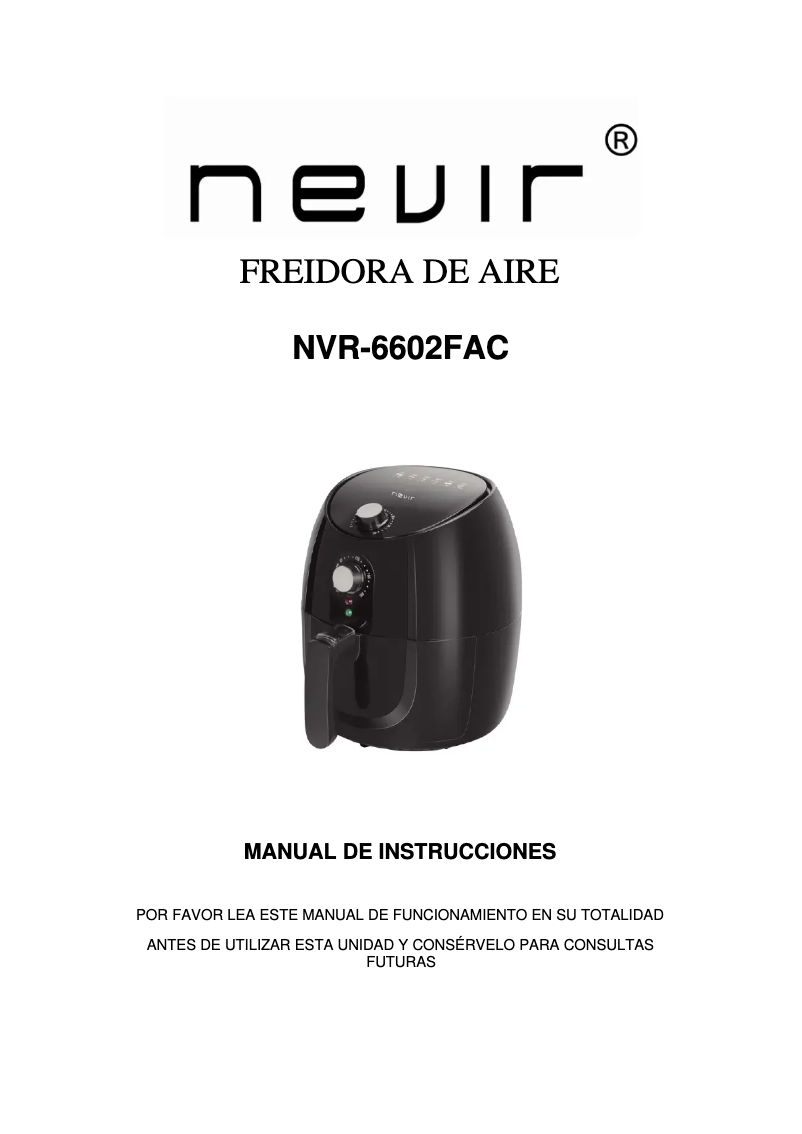Page n°1 - Manuel utilisateur Nevir NVR-6602FAC