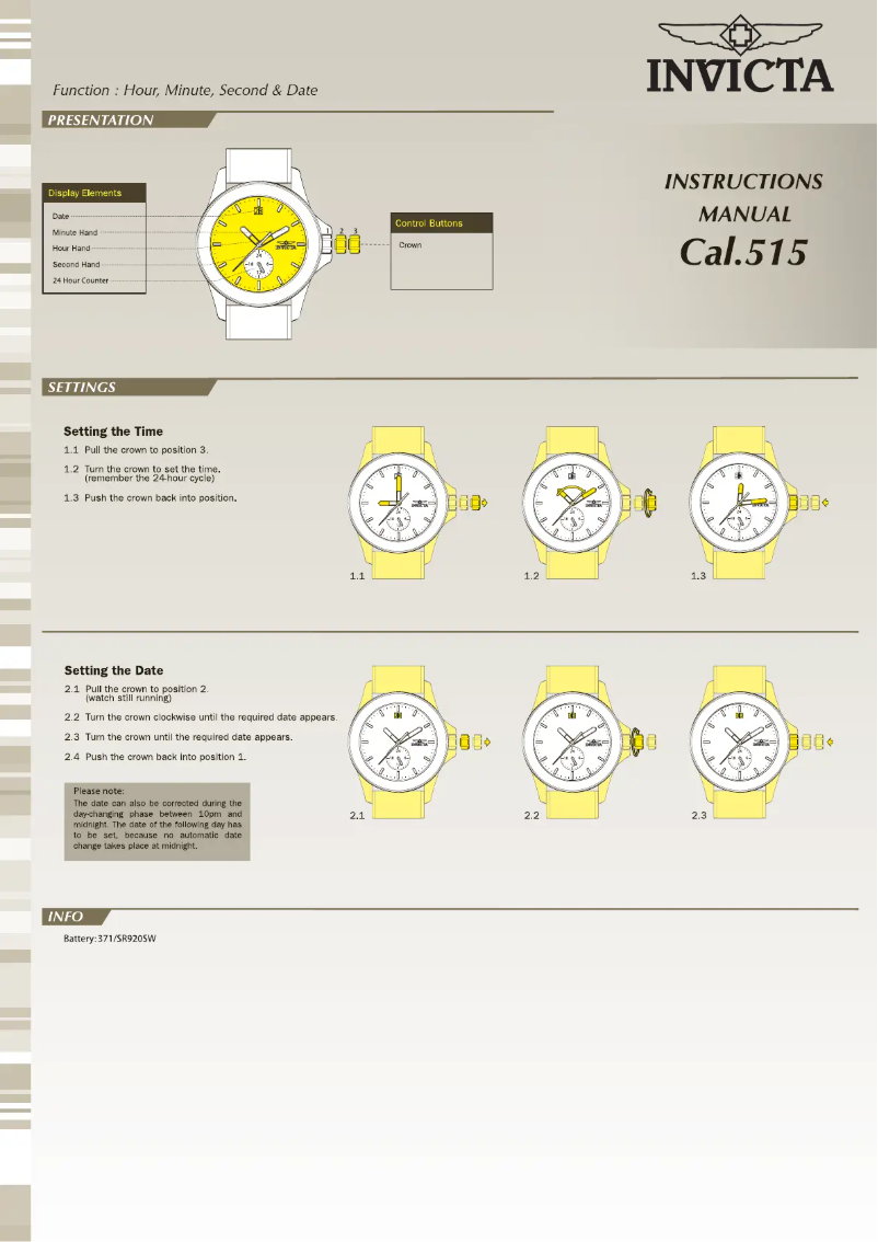 Page n°1 - Manuel utilisateur Invicta Angel 23570