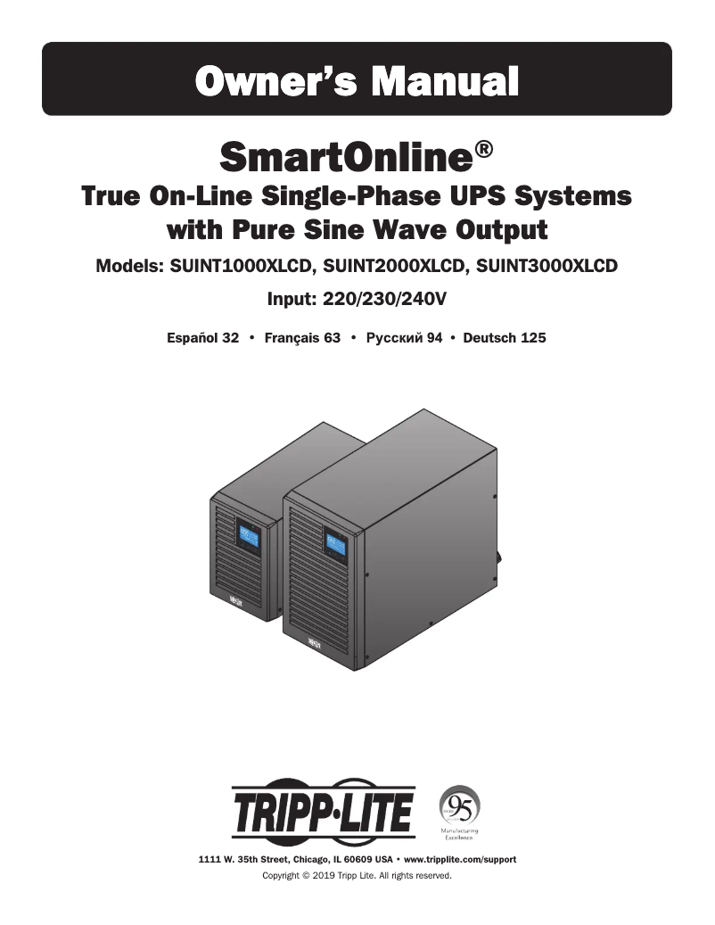 Page n°1 - Manuel utilisateur Tripp Lite SmartOnline SUINT1000XLCD