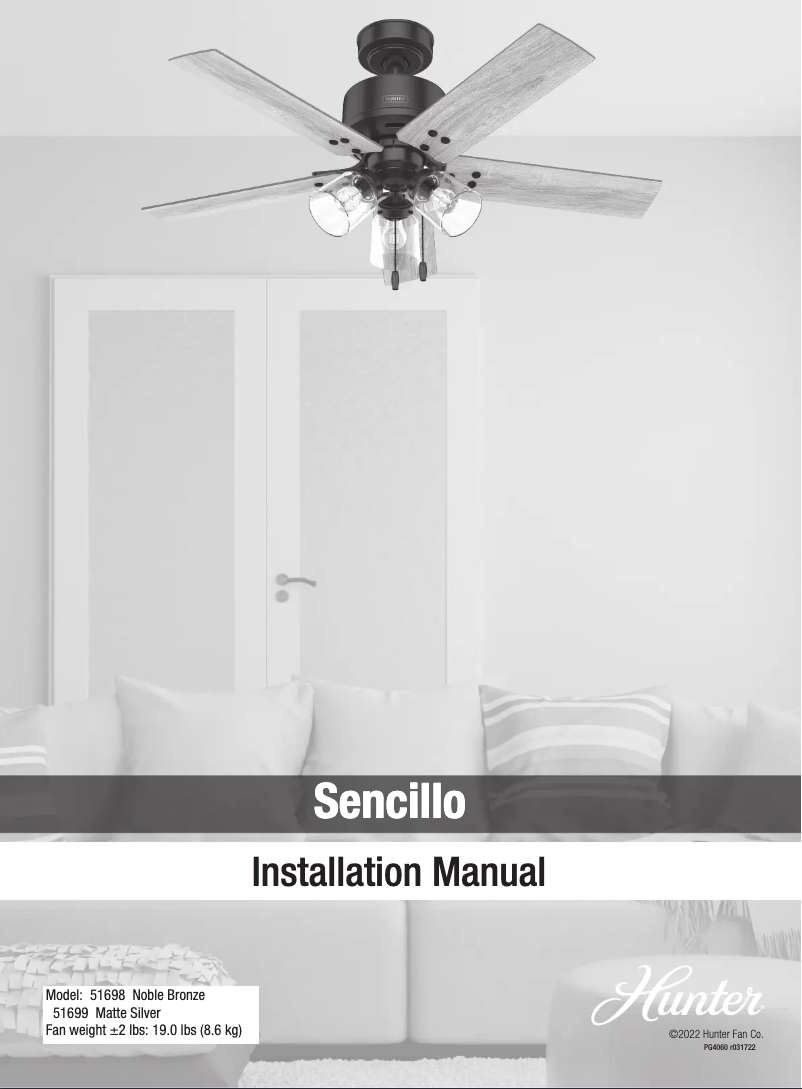 Page 1 de la notice Manuel utilisateur Hunter Sencillo