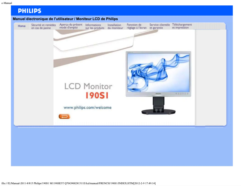 Page n°1 - Manuel utilisateur Philips Brilliance 190S1SS