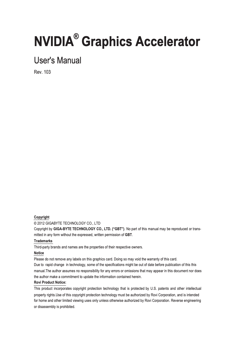 Imagen de la primera página del manual del dispositivo GeForce GT610 2GB