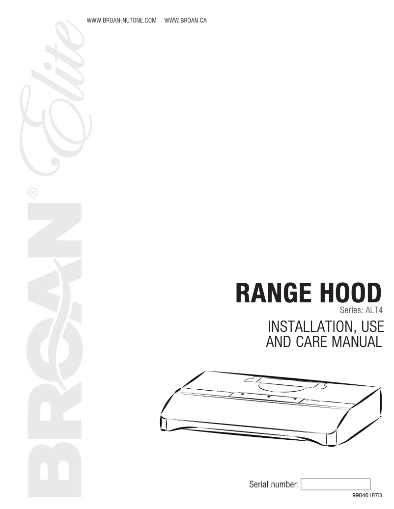 Page n°1 - Guide d'installation Broan ALT436SS