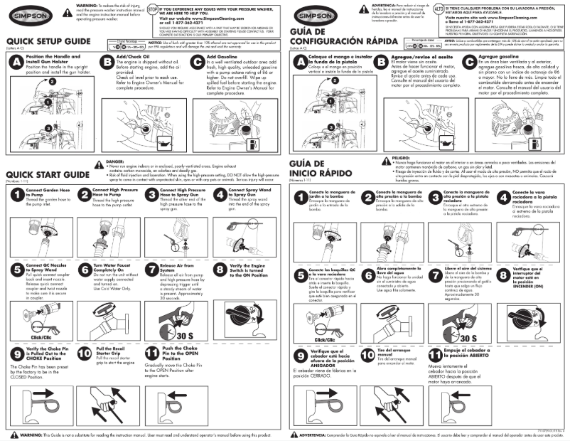 Page 1 de la notice Guide de démarrage rapide Simpson Megashot MS60920