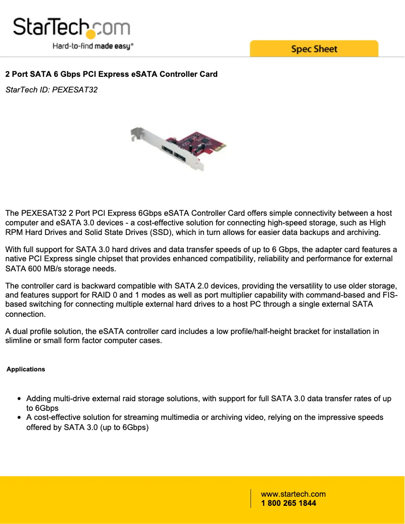 Page n°1 - Fiche technique StarTech.com PEXESAT32