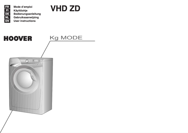 Page n°1 - Manuel utilisateur Hoover VHD 9163ZD-86S