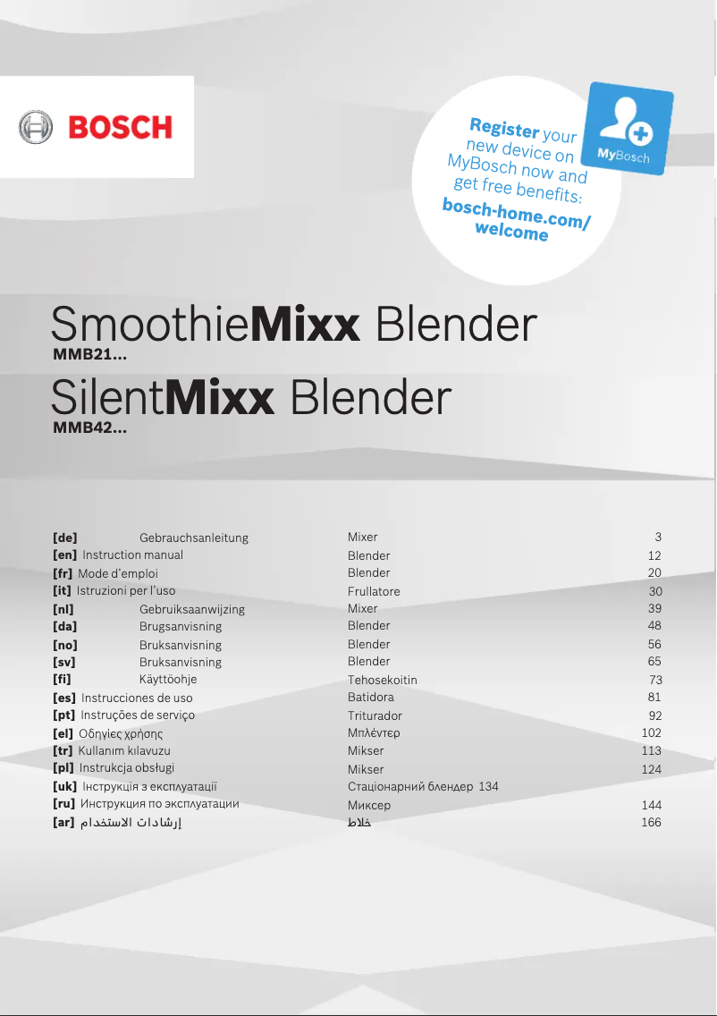 Page n°1 - Manuel utilisateur Bosch SilentMixx MMB42G0B