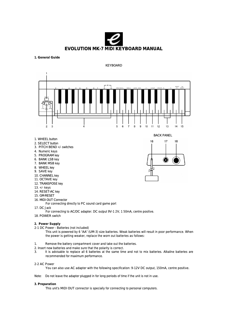 Page 1 de la notice Manuel utilisateur M-Audio MK-7
