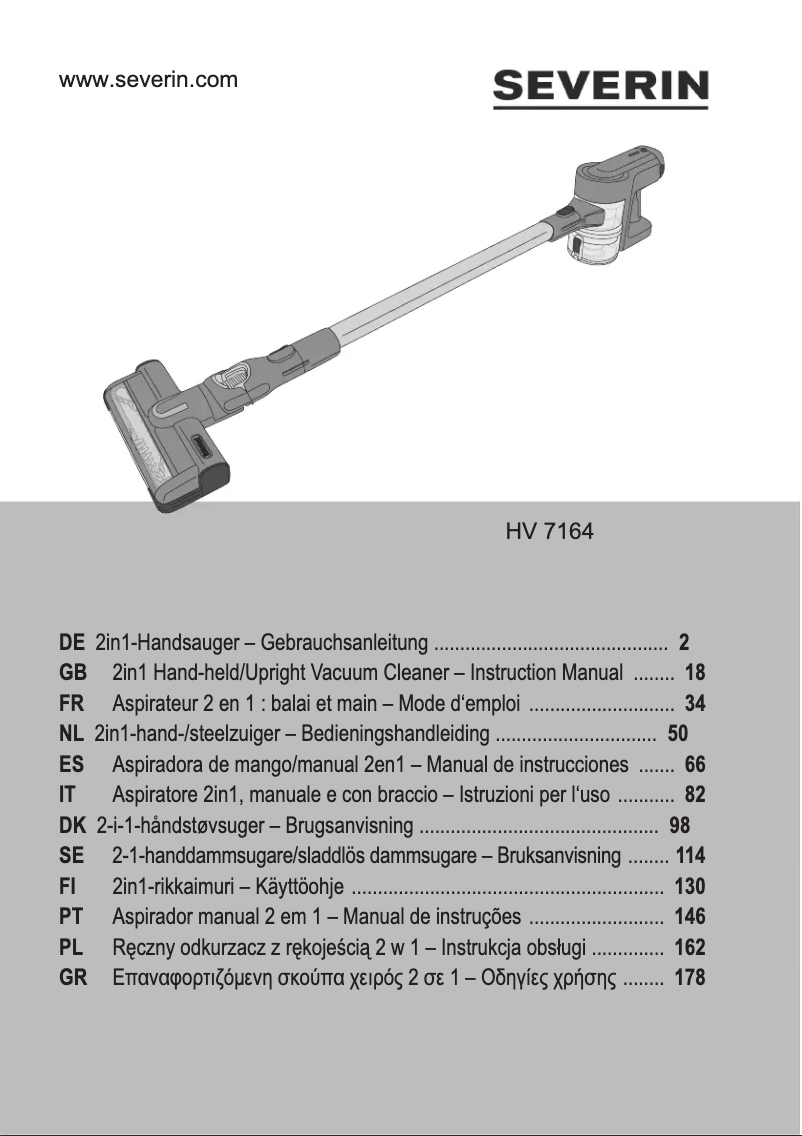 Page n°1 - Manuel utilisateur Severin HV 7164
