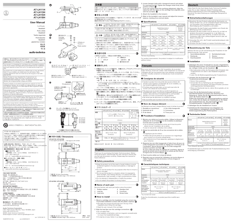 Page 1 de la notice Manuel utilisateur Audio-Technica AT-LH11H