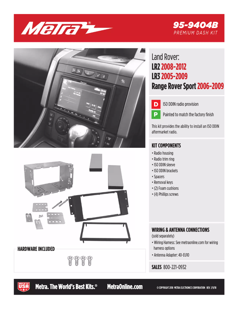 Page n°1 - Fiche technique Metra 95-9404B