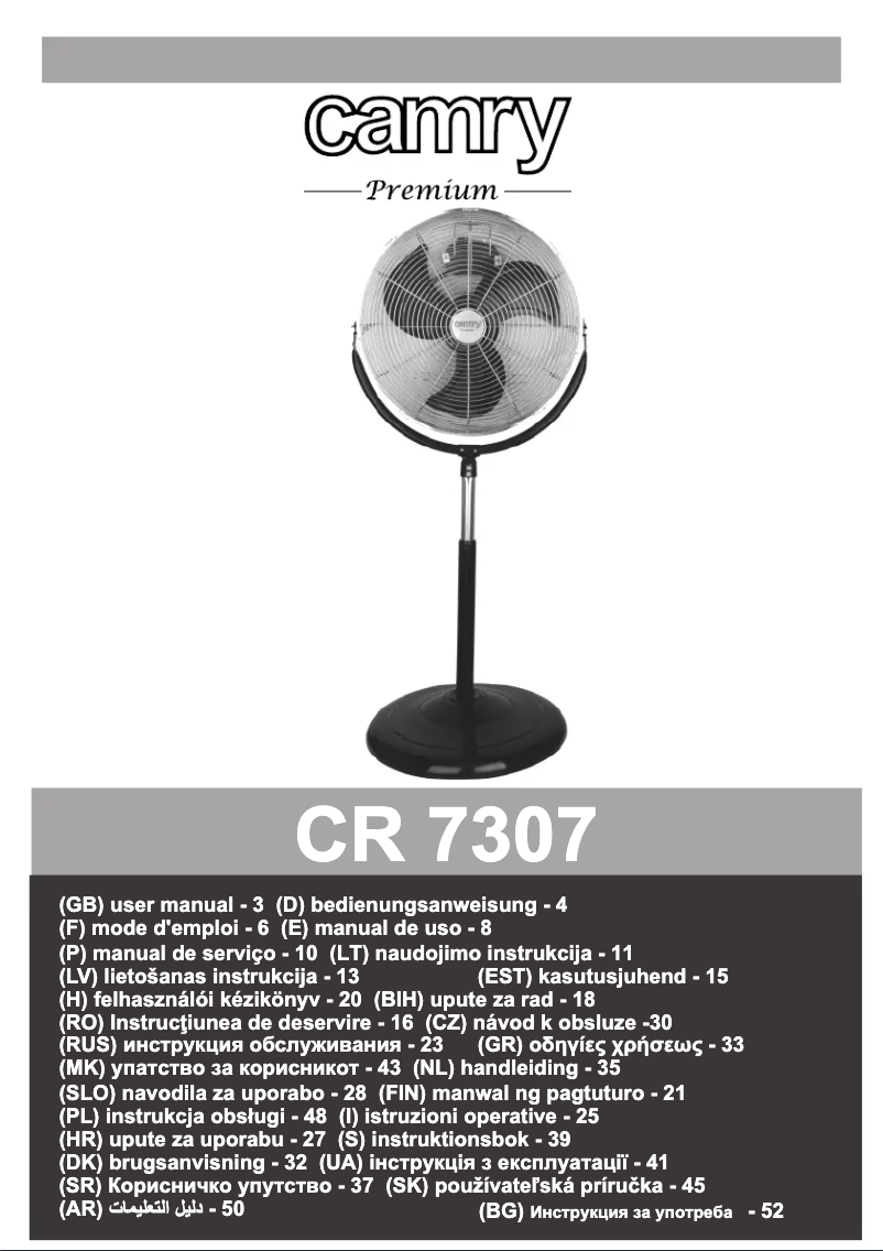 Page 1 de la notice Manuel utilisateur Camry CR 7307