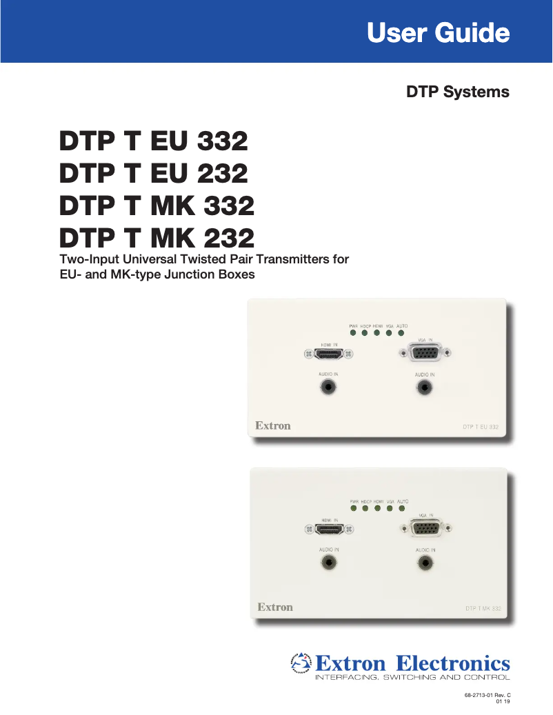 Page n°1 - Manuel utilisateur Extron DTP T EU 232