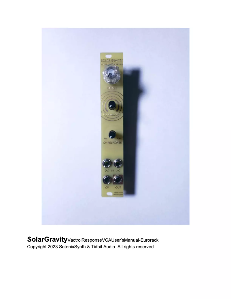 Image de la première page du manuel de l'appareil Solar Gravity