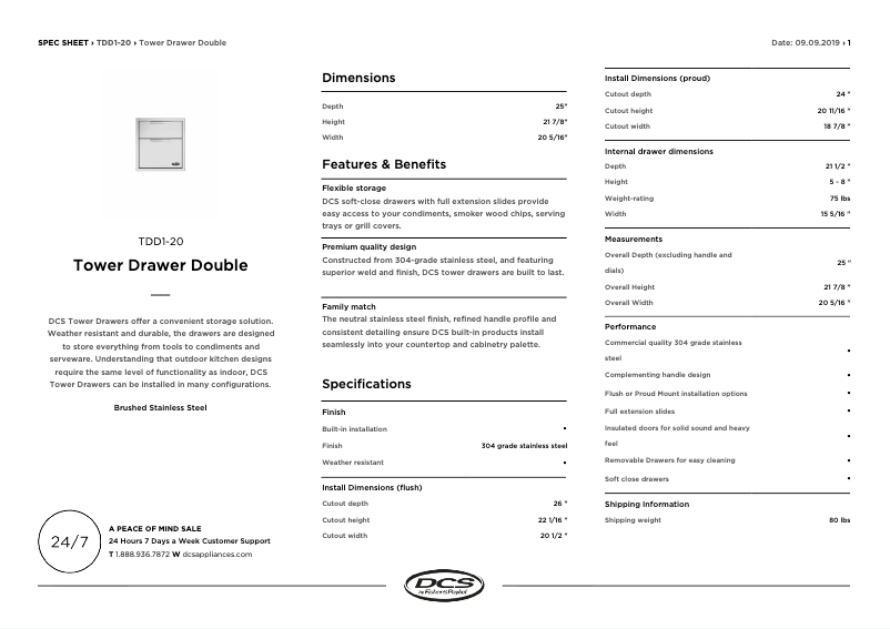 Página 1 del manual Ficha técnica DCS TDD120
