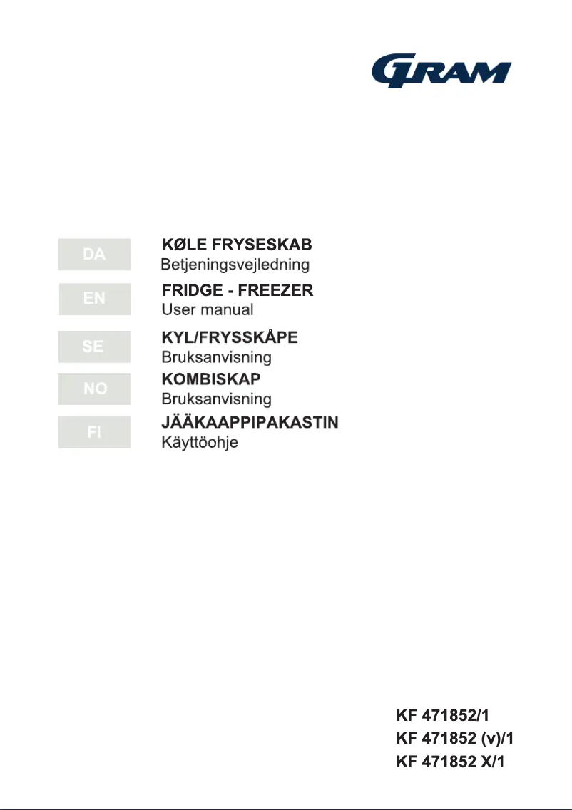 Page 1 de la notice Manuel utilisateur Gram KF 471852 X/1