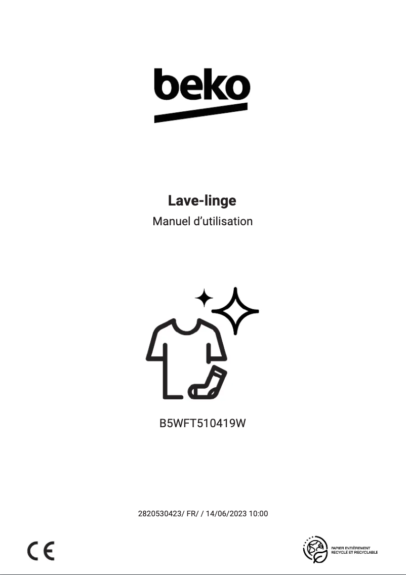 Page 1 de la notice Manuel utilisateur Beko B5WFT510419W