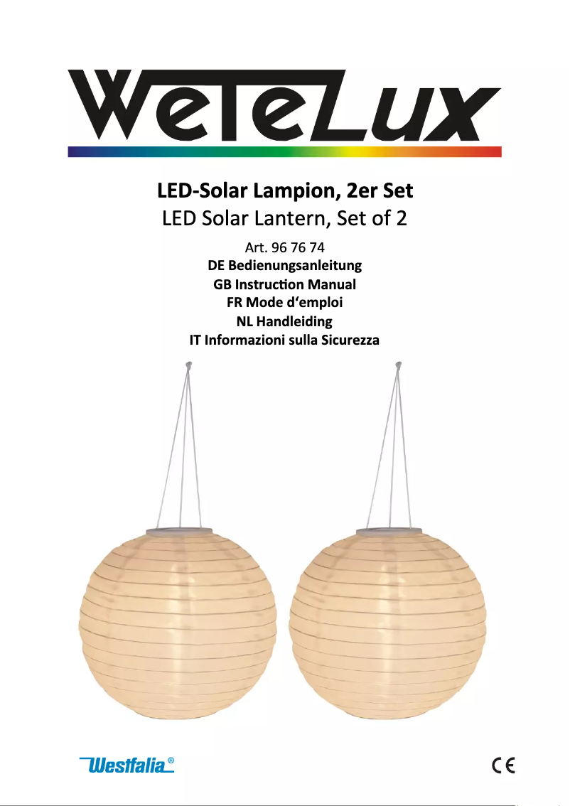 Page n°1 - Manuel utilisateur Wetelux 967674