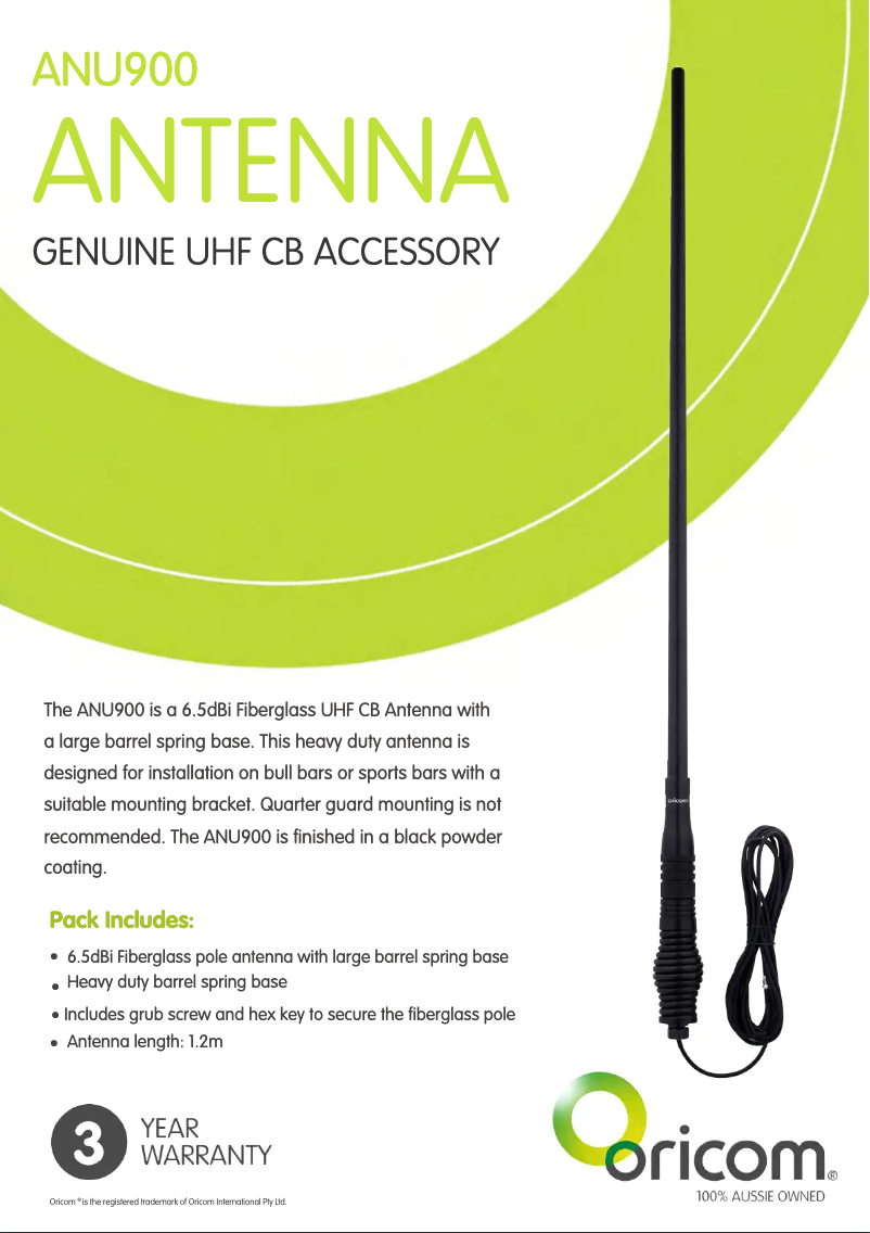 Page n°1 - Manuel utilisateur Oricom ANU900