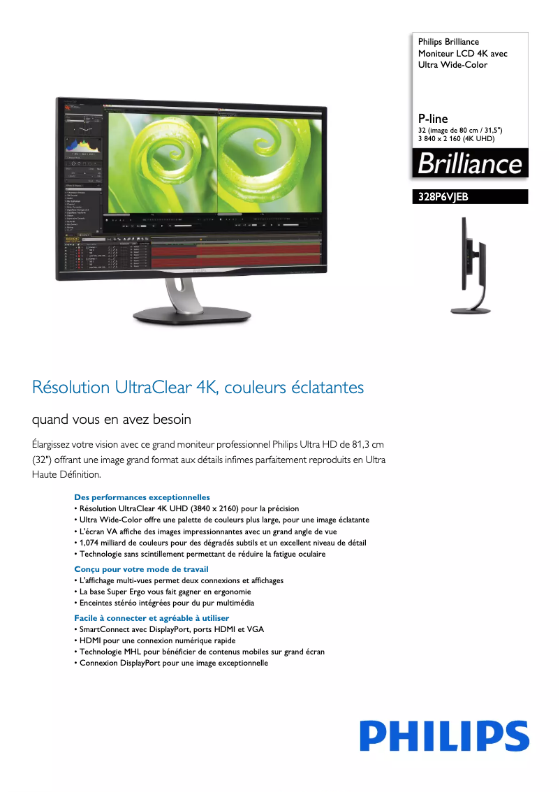 Page 1 de la notice Fiche technique Philips Brilliance 328P6VJEB
