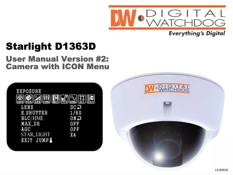 Page 1 de la notice Manuel utilisateur Digital Watchdog Star-Light DWC-D1363D