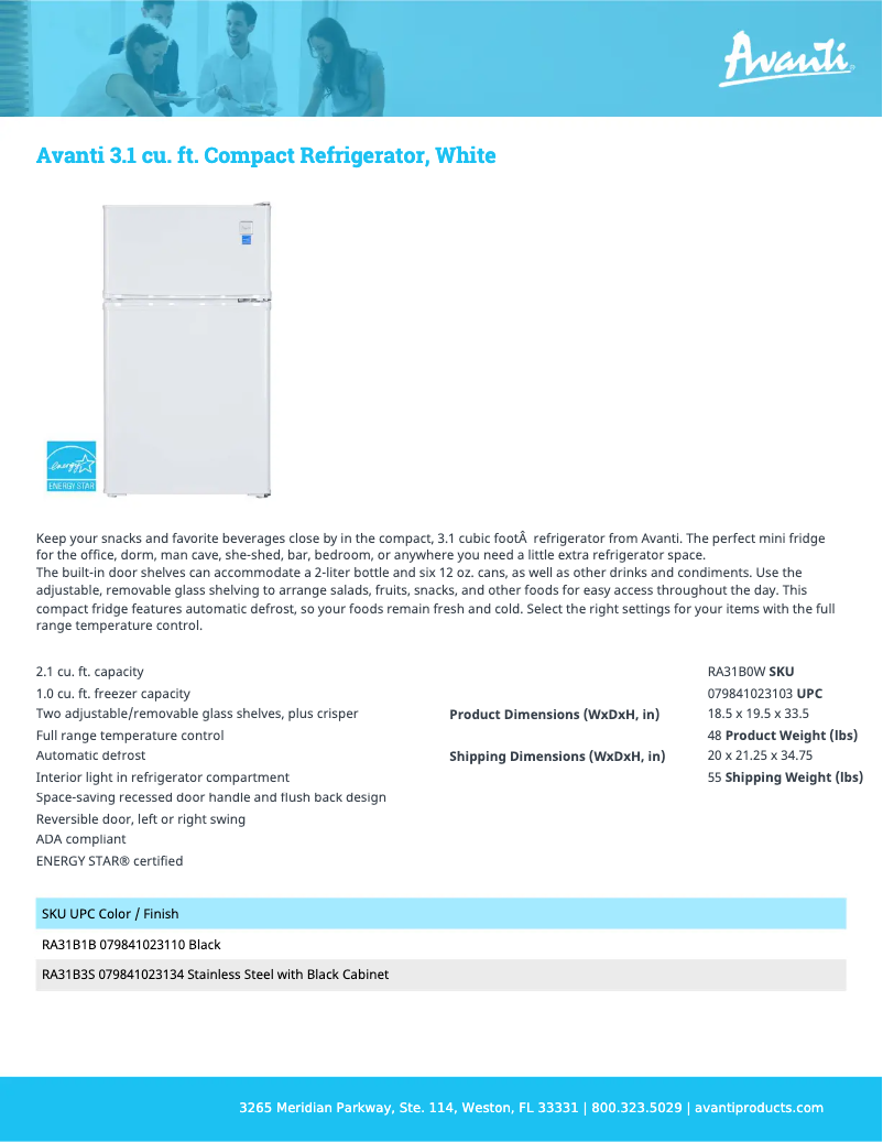 First page image of the manual for RA31B0W