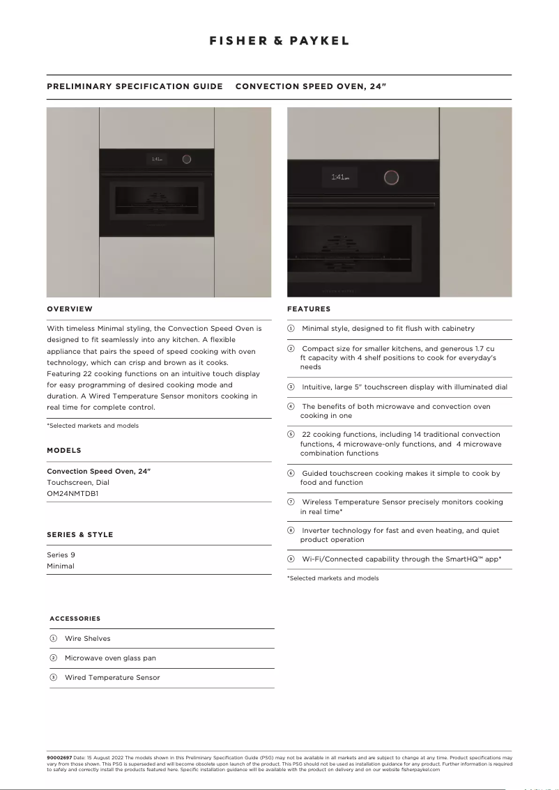 Page n°1 - Fiche technique Fisher & Paykel OM24NMTDB1