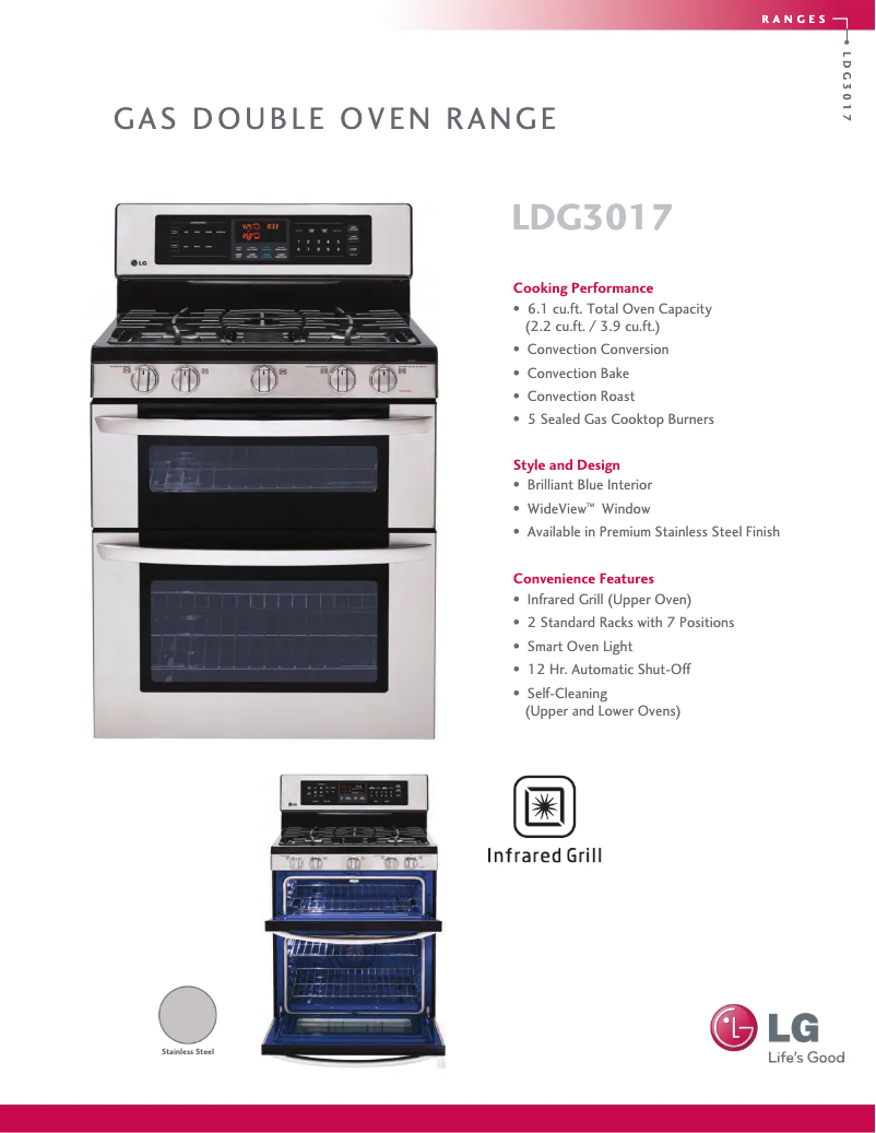 Page 1 de la notice Fiche technique LG LDG3017ST