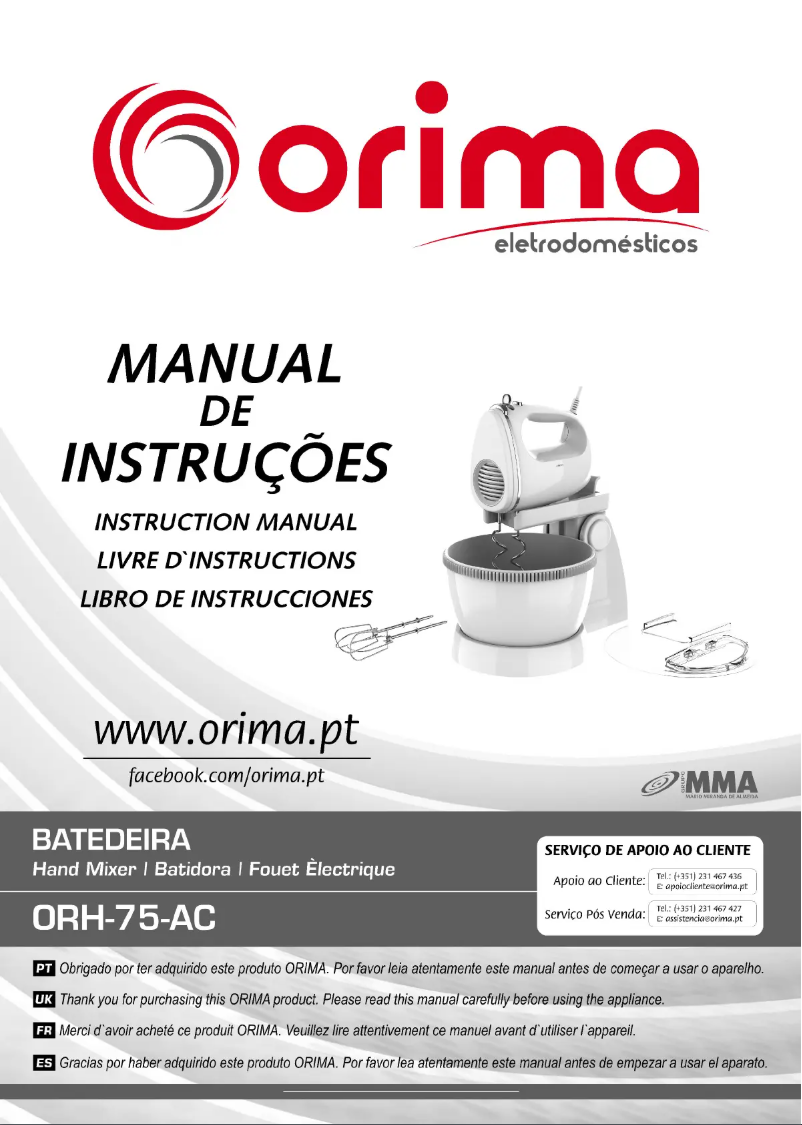 Page 1 de la notice Manuel utilisateur Orima ORH-75-AC