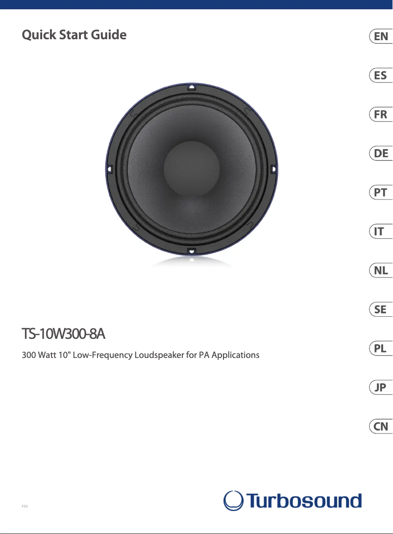 Page n°1 - Guide de démarrage rapide Turbosound TS-10W300/8A