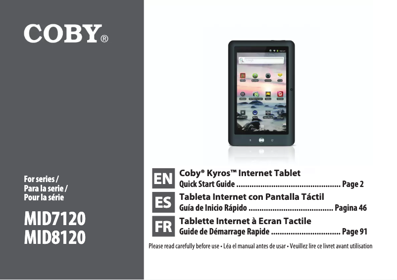 Image de la première page du manuel de l'appareil Kyros MID8120
