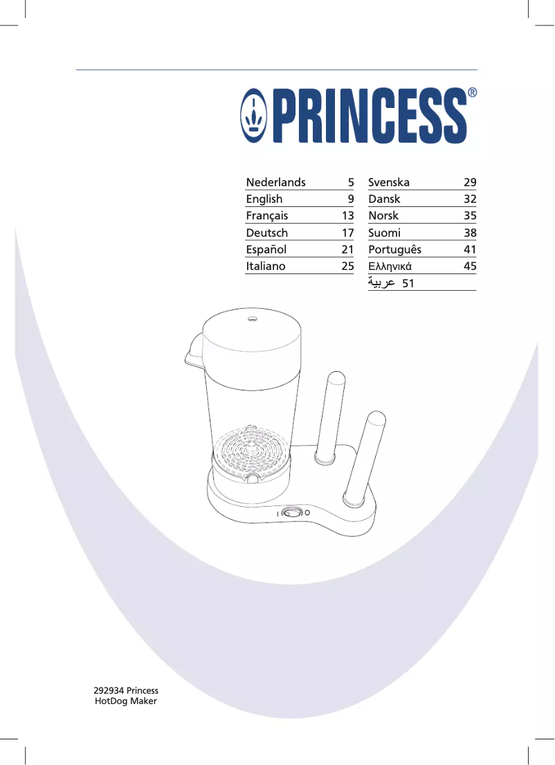 Page 1 de la notice Manuel utilisateur Princess HotDog Maker 292934