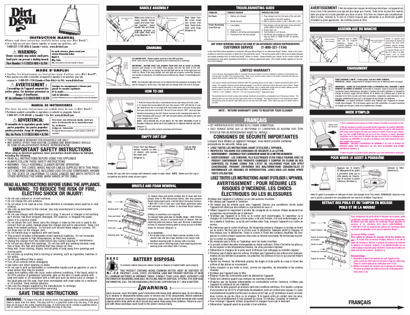 Page n°1 - Manuel utilisateur Dirt Devil Broom Vac MBV2030