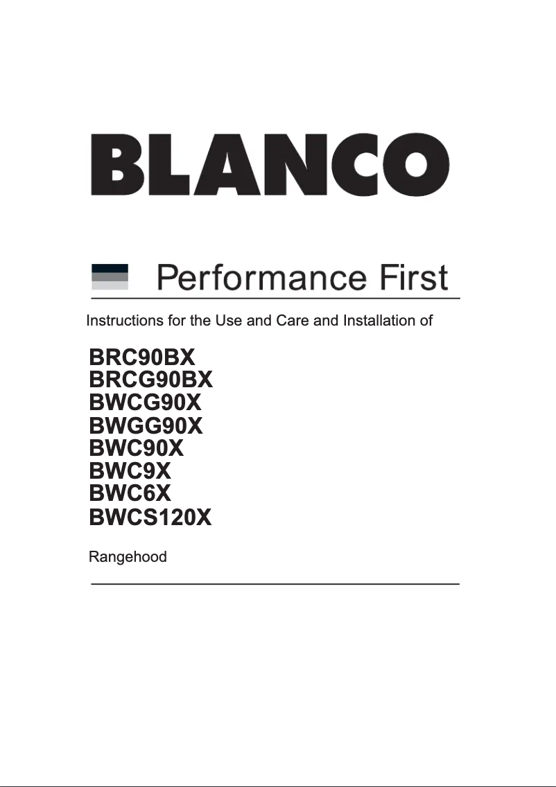 Page n°1 - Guide d'installation BLANCO BWC90X