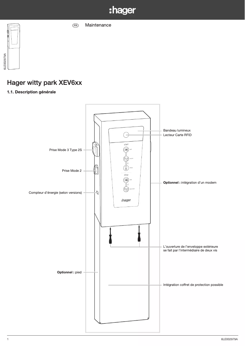 Page n°1 - Guide d'installation Hager XEV600