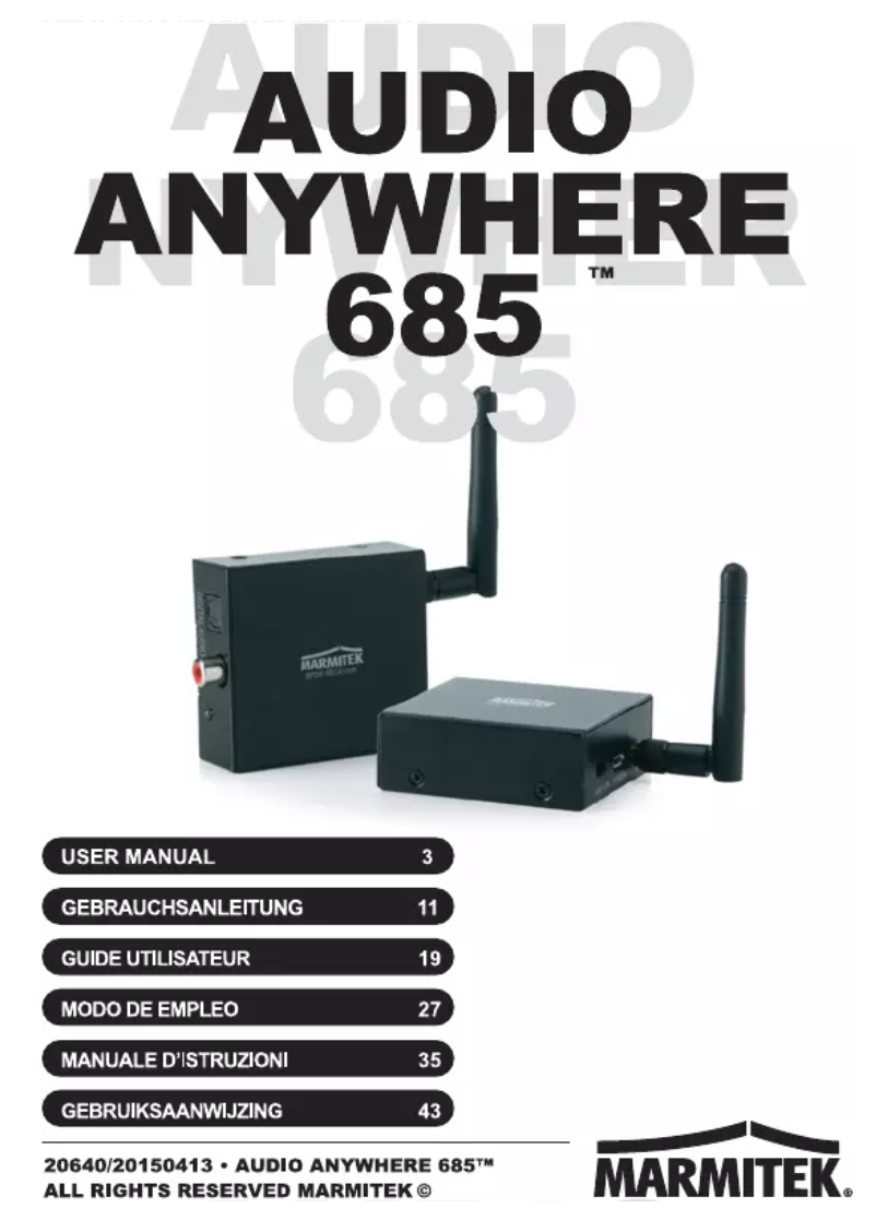 Page n°1 - Manuel utilisateur Marmitek Audio Anywhere 685
