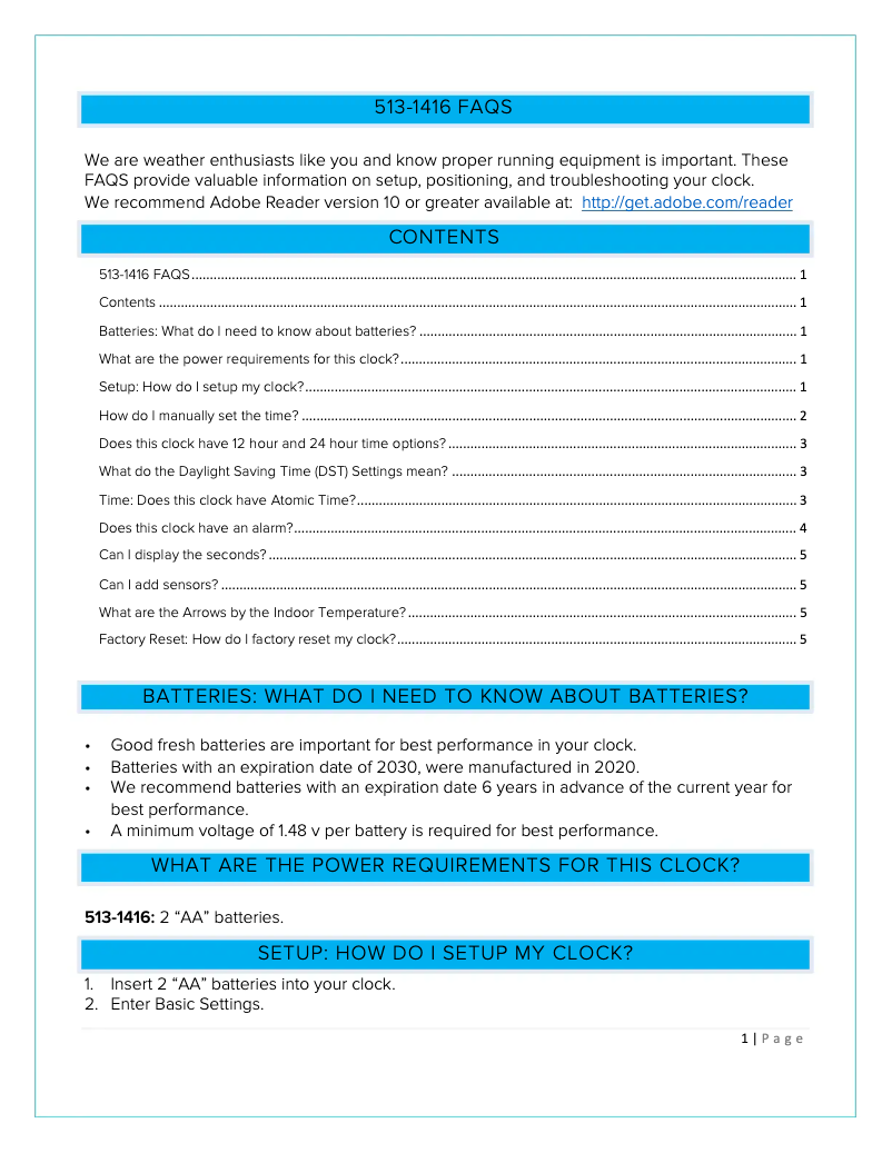 Page n°1 - FAQ La Crosse Technology 513-02927