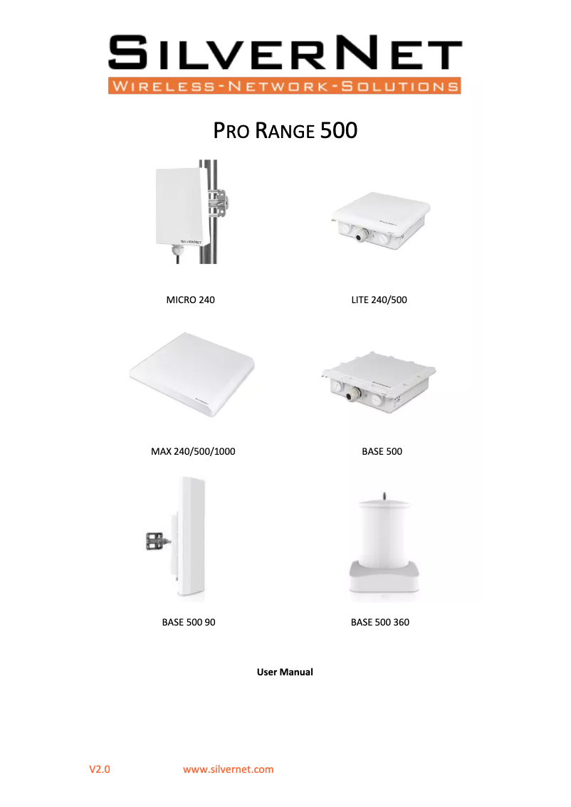 Page n°1 - Manuel utilisateur SilverNet MAX 240