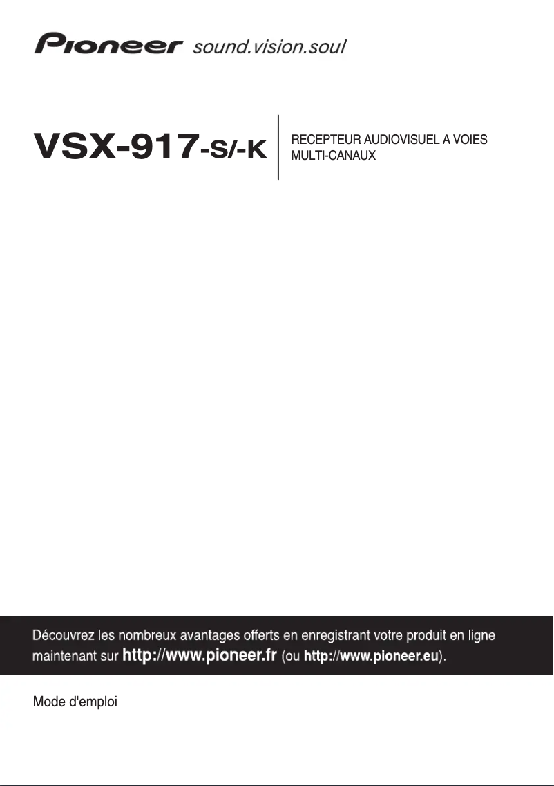 Page 1 de la notice Manuel utilisateur Pioneer VSX-917V-K