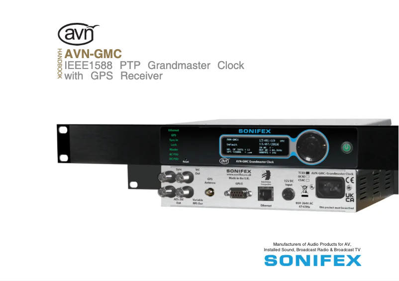 Page n°1 - Manuel utilisateur Sonifex AVN-GMCOS
