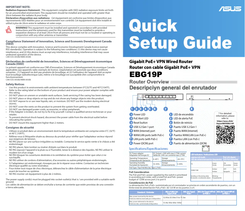 Page 1 de la notice Guide de démarrage rapide Asus ExpertWiFi EBG19P