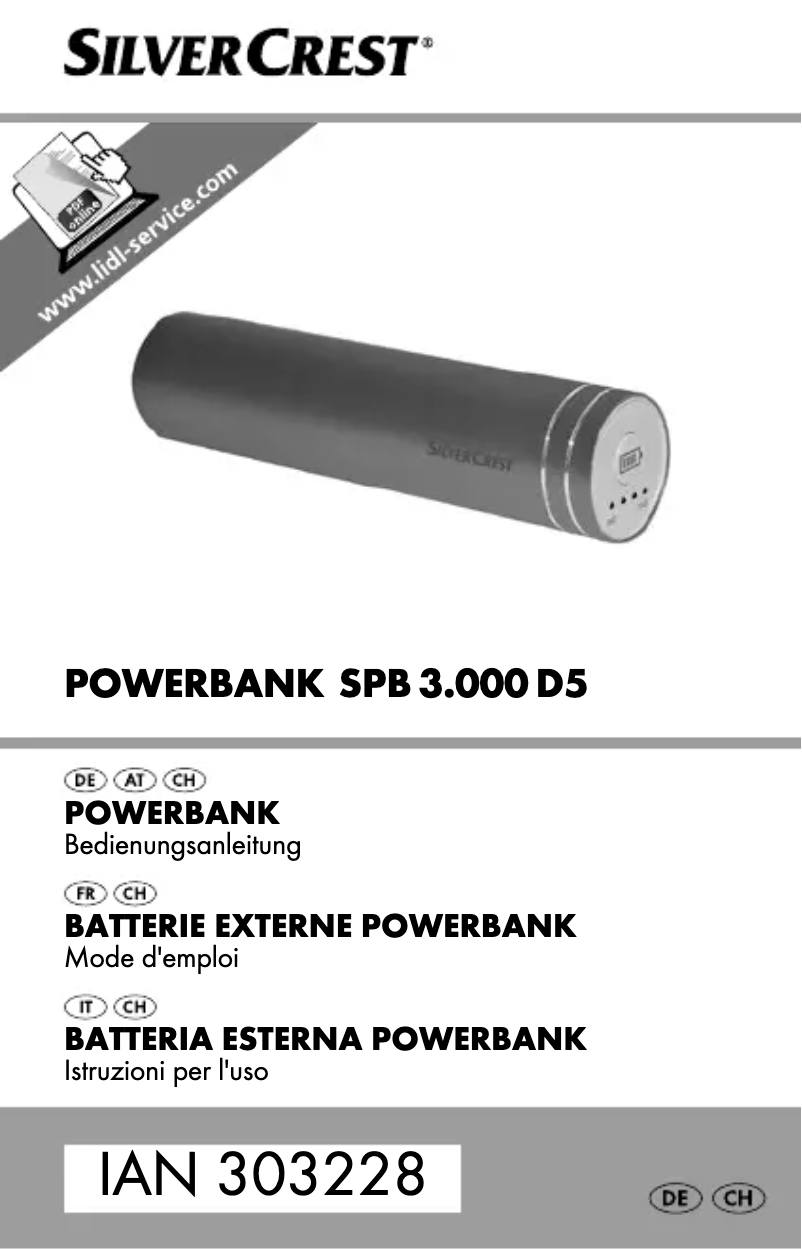 Page n°1 - Manuel utilisateur SilverCrest SPB 3.000 D5
